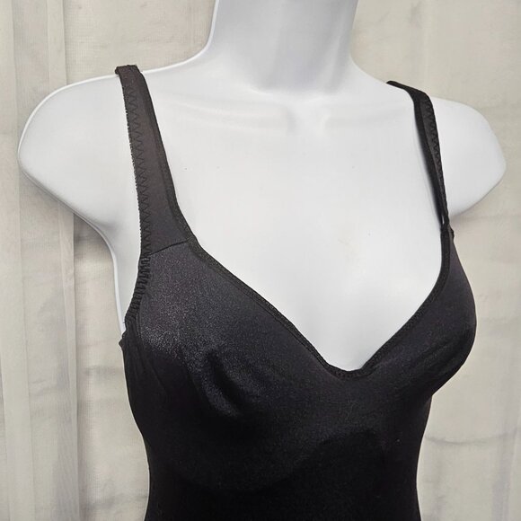 Vintage Olga Black Body Suit Basic Satin Size 36D Irregular - Picture 2 of 10